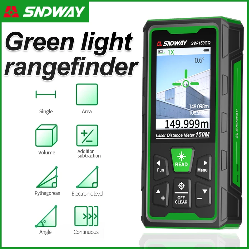 Industrial Laser Tape Measure - Medidor de Distancia Láser Verde, Telémetro