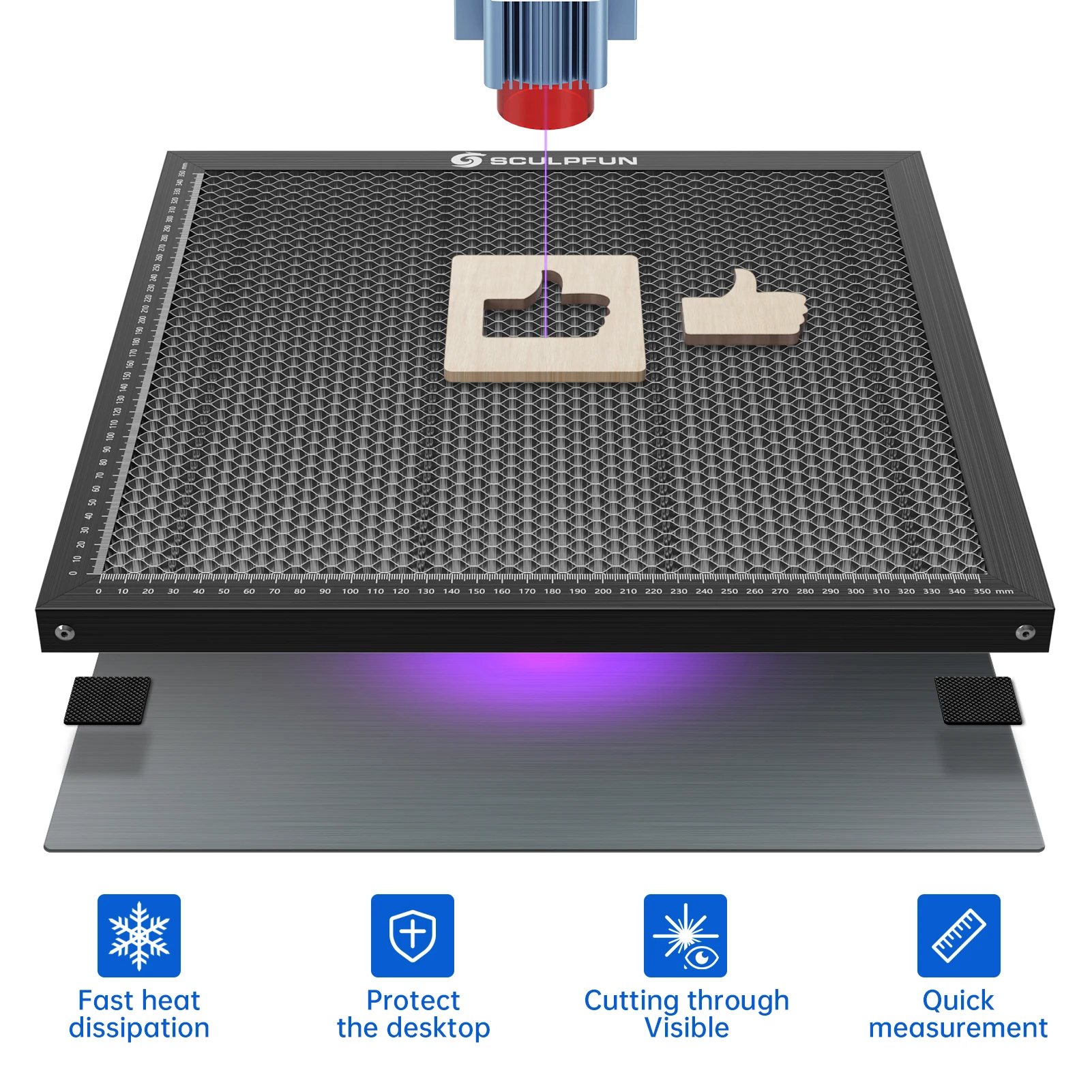 Co2 Laser Engraving Machine - Cama de trabajo con grabador láser,