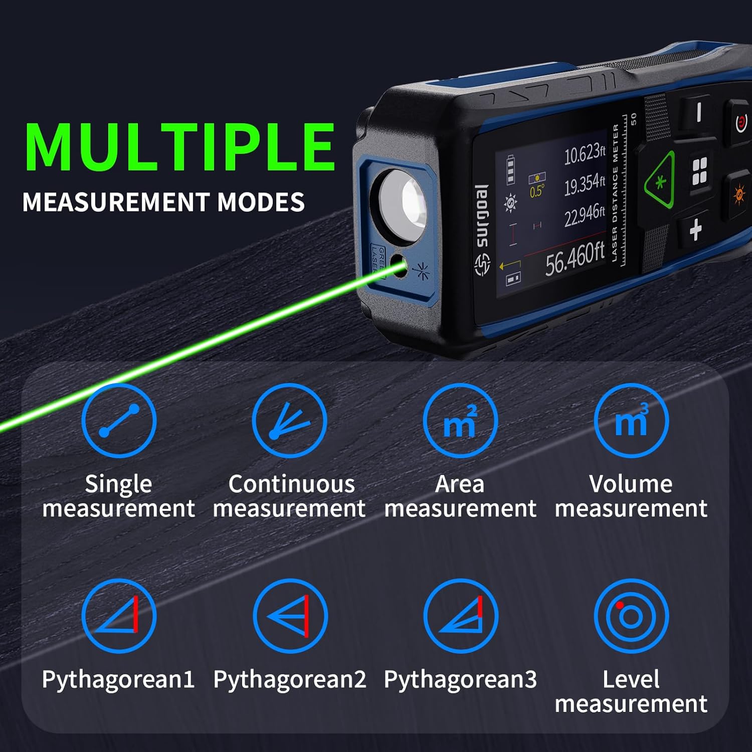 Telémetros láser verdes de 100 - Industrial Laser Tape Measure reseña y precio